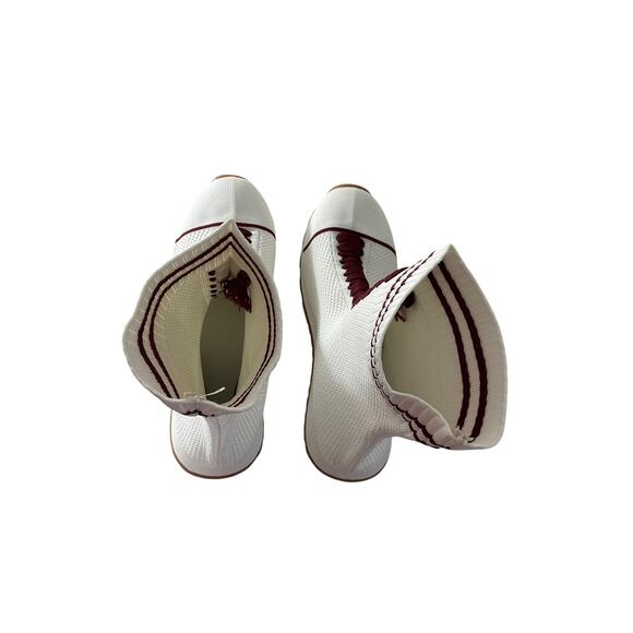 White Knit High Top Shoes Mens US 10 EU 42 Maroon Stripe Lightweight Sneaker - Picture 7 of 9